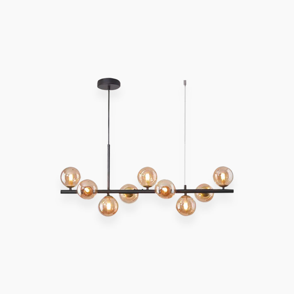 Chandelier Glass Globe 25.6 in 7-Light Gold Modern Living Room Dining Kitchen Pendant Light | Thomler