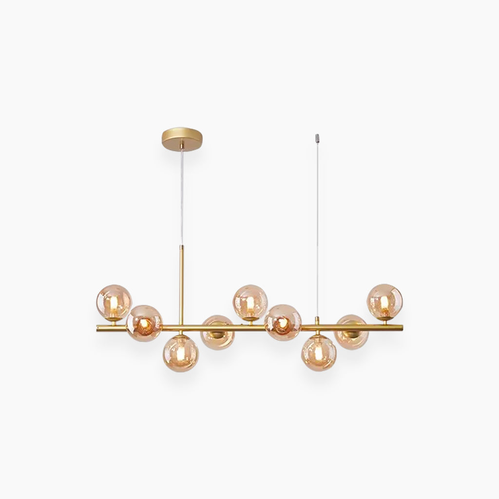 Chandelier Glass Globe 25.6 in 7-Light Gold Modern Living Room Dining Kitchen Pendant Light | Thomler