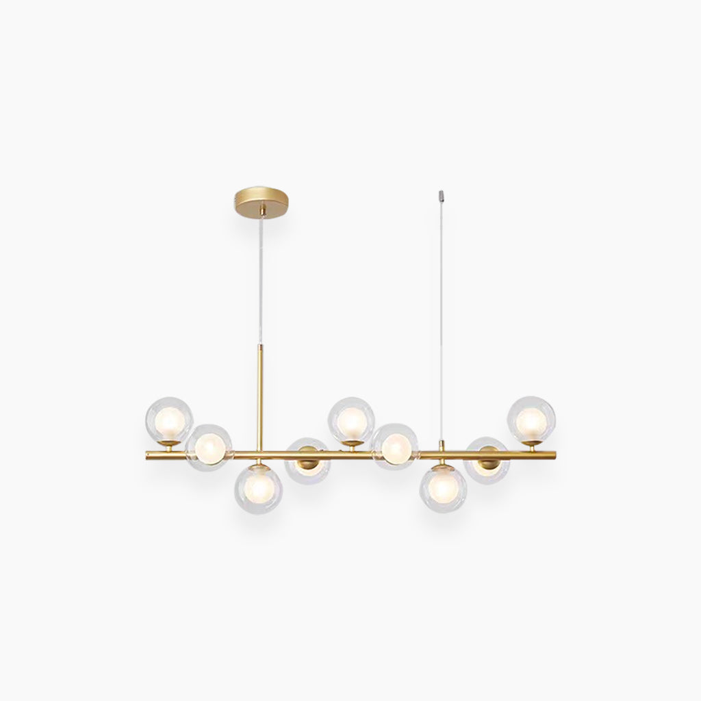 Chandelier Glass Globe 25.6 in 7-Light Gold Modern Living Room Dining Kitchen Pendant Light | Thomler