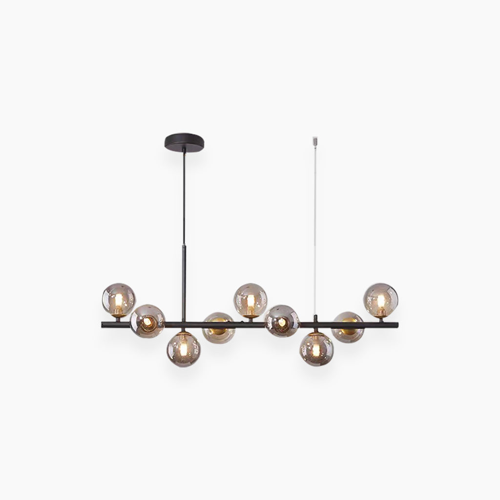 Chandelier Glass Globe 25.6 in 7-Light Gold Modern Living Room Dining Kitchen Pendant Light | Thomler