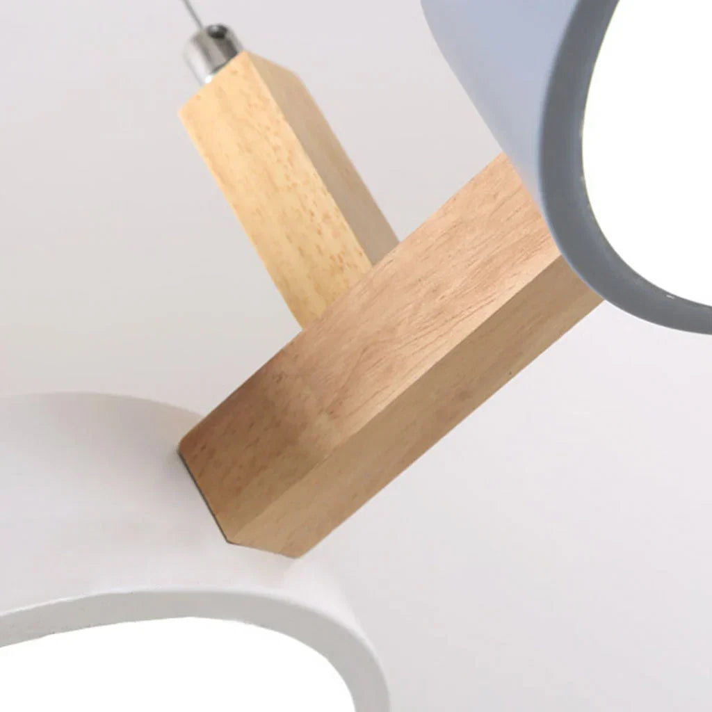 Modern Round Pendant Light with Wood Accents for Dining Room – 30 in LED Hanging Ceiling Fixture Kitchen Island Breakfast Nook | Thomler