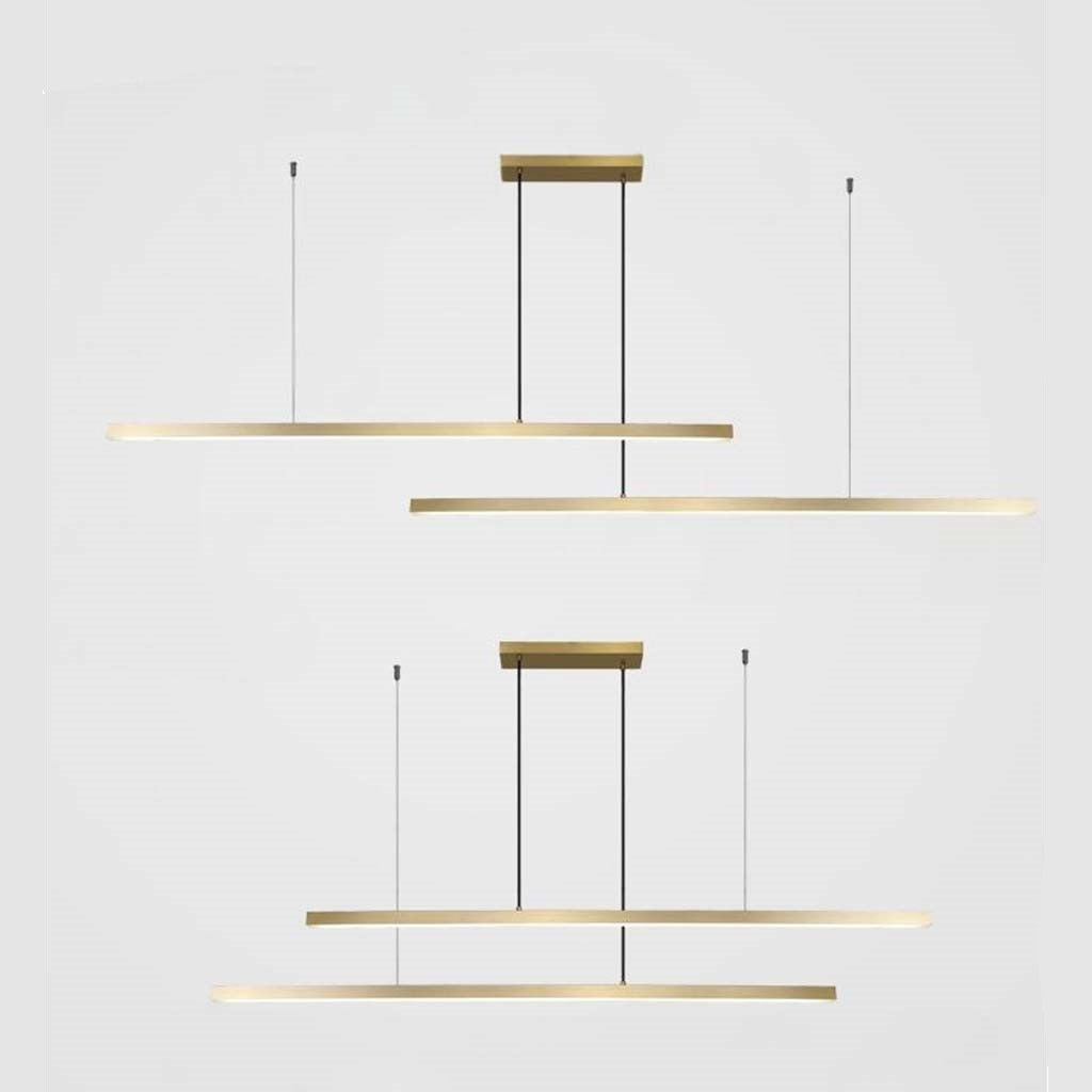 Pendant Light Brass Adjustable 62 in Dimmable LED Dining Room Kitchen Island Linear Ceiling Lamp | Thomler