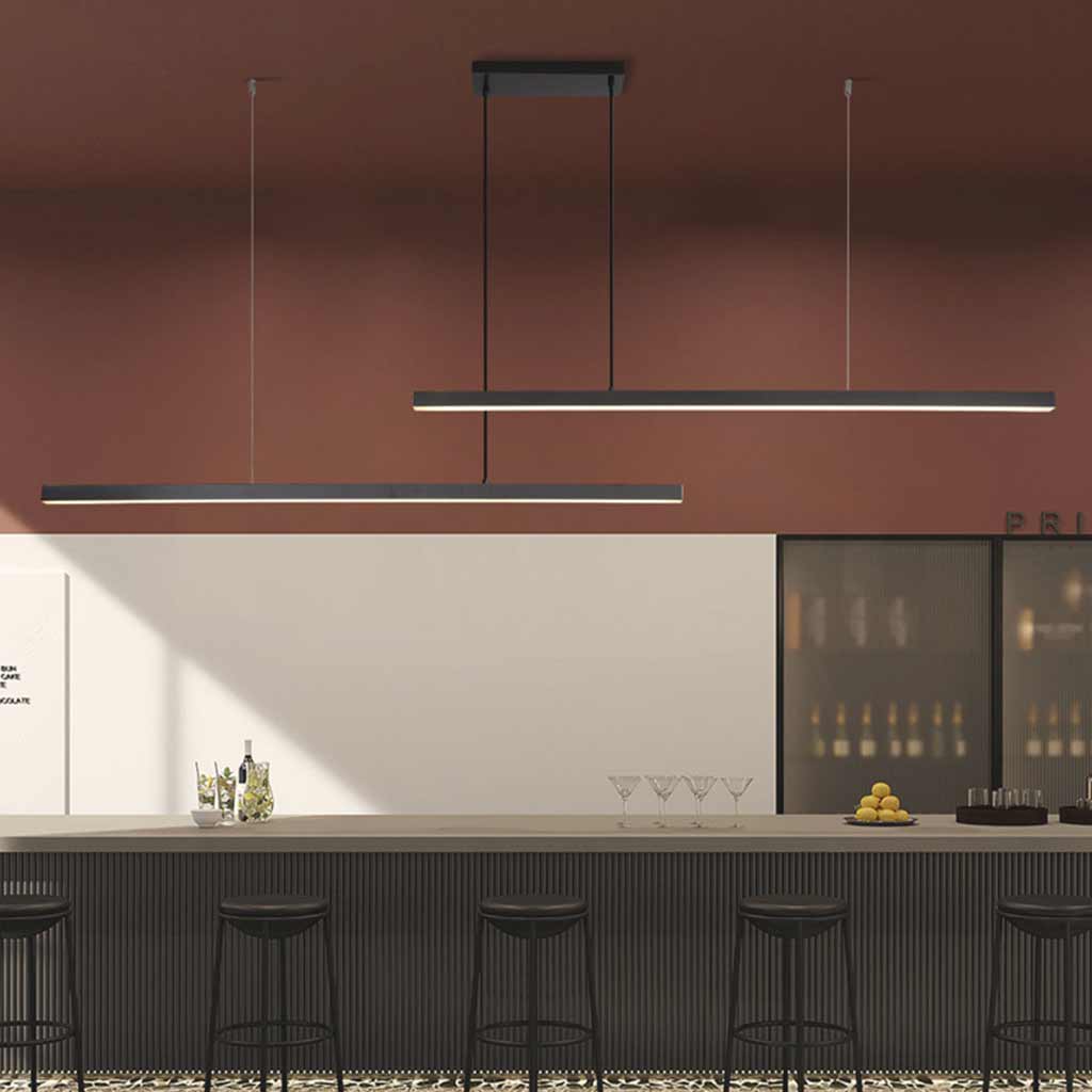 Pendant Light Brass Adjustable 62 in Dimmable LED Dining Room Kitchen Island Linear Ceiling Lamp | Thomler