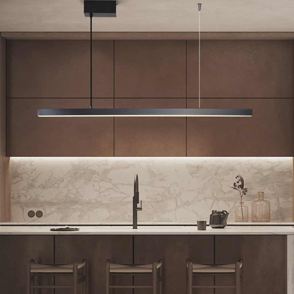 Pendant Light Brass Adjustable 62 in Dimmable LED Dining Room Kitchen Island Linear Ceiling Lamp | Thomler