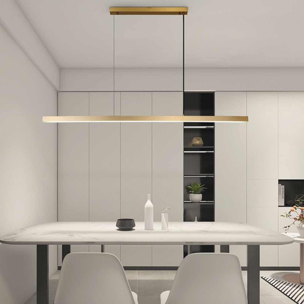 Pendant Light Brass Adjustable 62 in Dimmable LED Dining Room Kitchen Island Linear Ceiling Lamp | Thomler