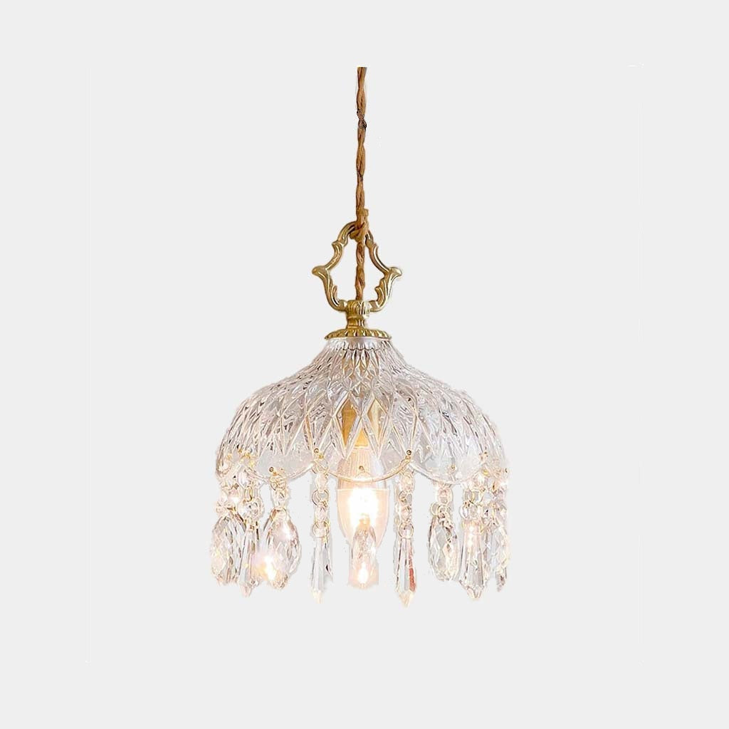 Pendant Light Crystal Glass Dome 20.0 cm Adjustable Living Room Dining Table Hanging Lamp Elegant Lighting Fixtures | Thomler