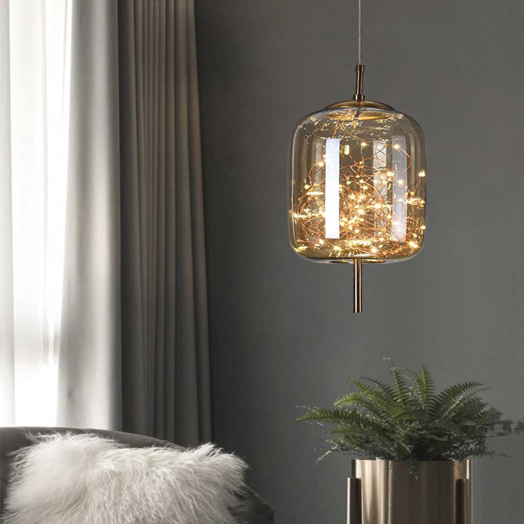 Pendant Light Stained Glass 7.9 in Adjustable Living Room Bedroom Dining Area Modern Nordic Lighting | Thomler