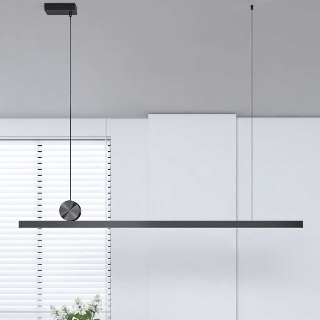 Pendant Light Aluminum Linear LED 39.4 in Black Dimmable Dining Table Kitchen Island Hanging Ceiling Fixture | Thomler