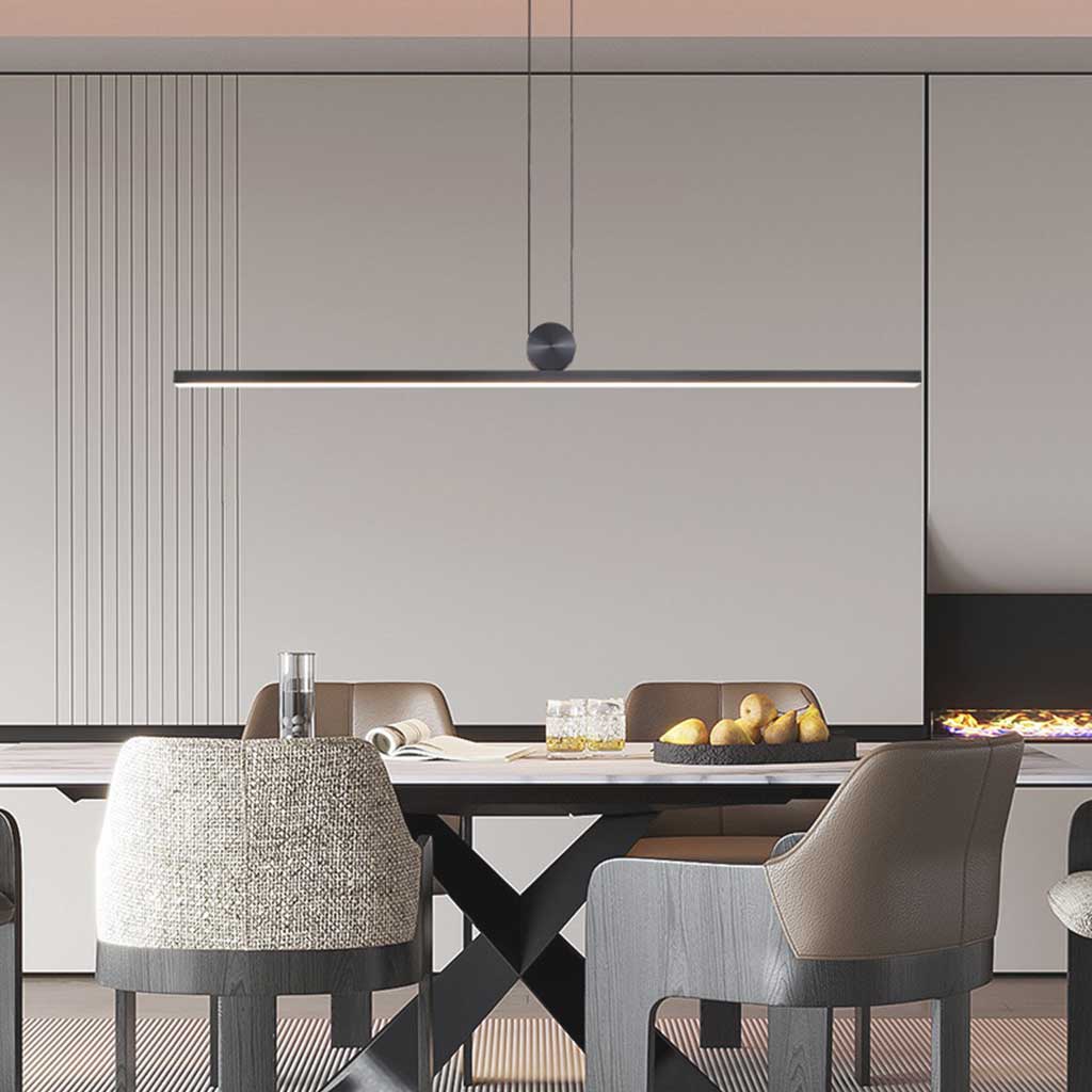 Pendant Light Aluminum 39 in Adjustable Dimmable LED Modern Dining Room Kitchen Foyer Lighting Linear Minimalist Fixture | Thomler