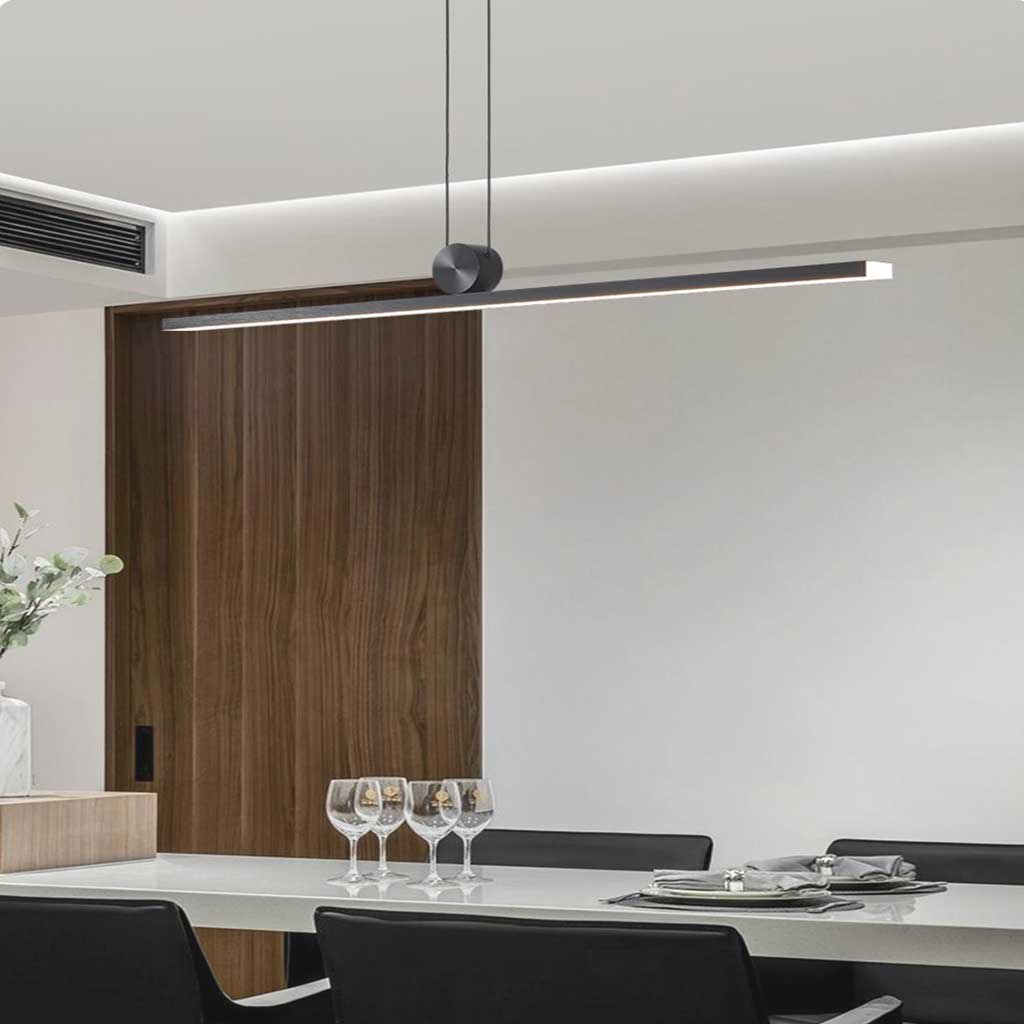 Pendant Light Aluminum 39 in Adjustable Dimmable LED Modern Dining Room Kitchen Foyer Lighting Linear Minimalist Fixture | Thomler