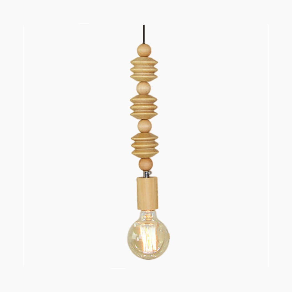 Pendant Light Wood Bead 12.6 in Adjustable Hanging Living Room Bedroom Dining Room Decor | Thomler