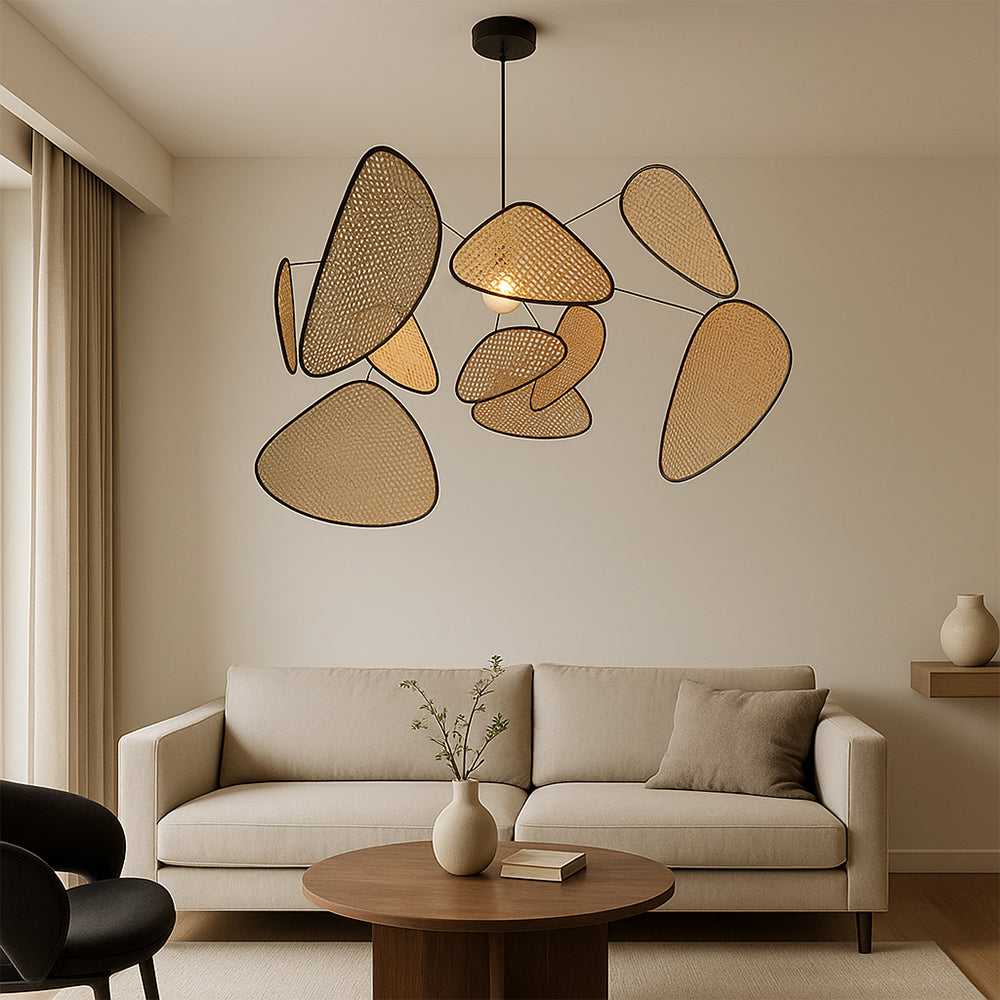 Pendant Light Rattan LED 3000K Warm White Adjustable 150.0 cm Dining Room Bedroom Hanging Ceiling Lamp | Thomler