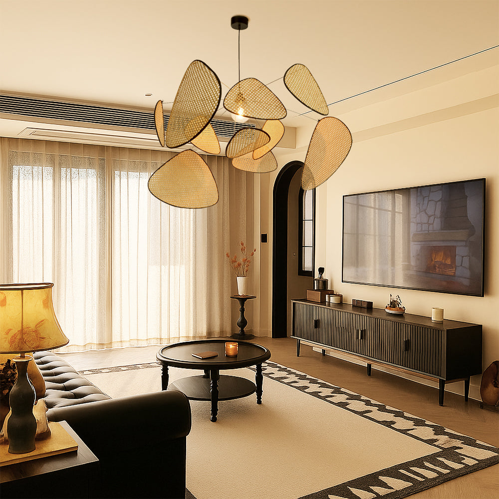 Pendant Light Rattan LED 3000K Warm White Adjustable 150.0 cm Dining Room Bedroom Hanging Ceiling Lamp | Thomler