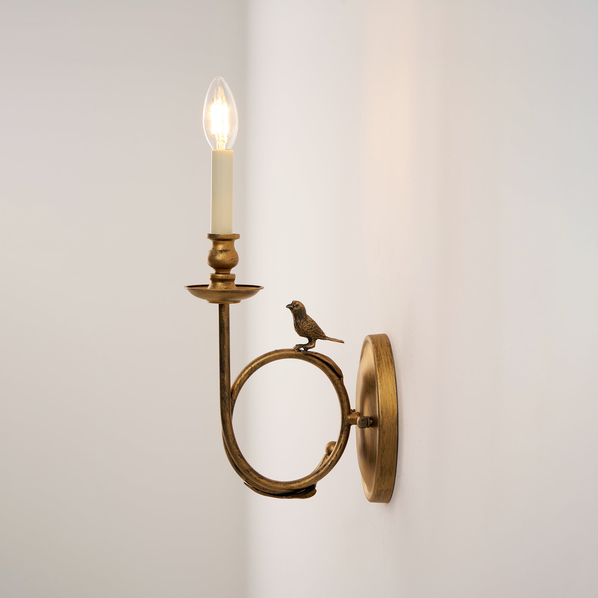 Wall Lamp Metal Bird Design 15.7 in Bedroom Decorative Ambient Lighting Fixture Art Accent | Thomler