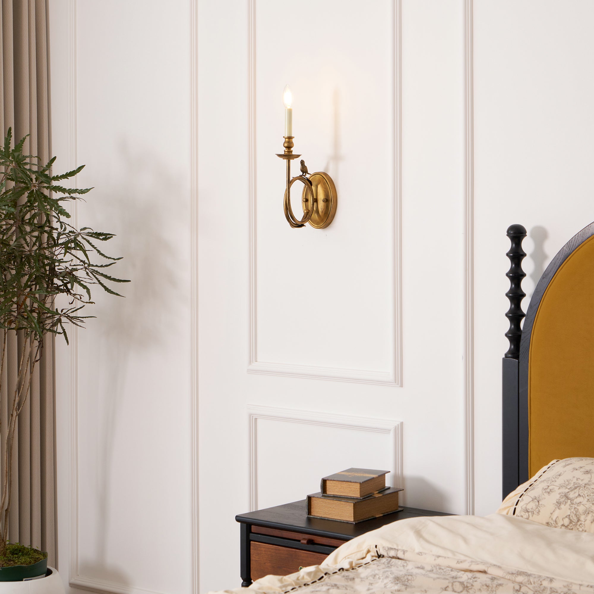 Wall Lamp Metal Bird Design 15.7 in Bedroom Decorative Ambient Lighting Fixture Art Accent | Thomler