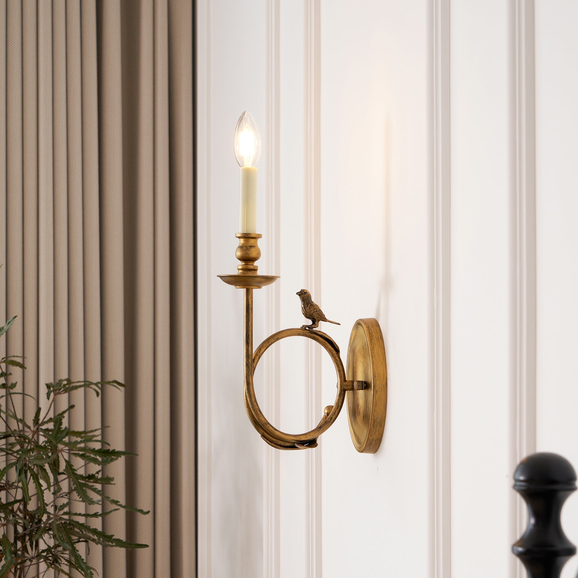 Wall Lamp Metal Bird Design 15.7 in Bedroom Decorative Ambient Lighting Fixture Art Accent | Thomler
