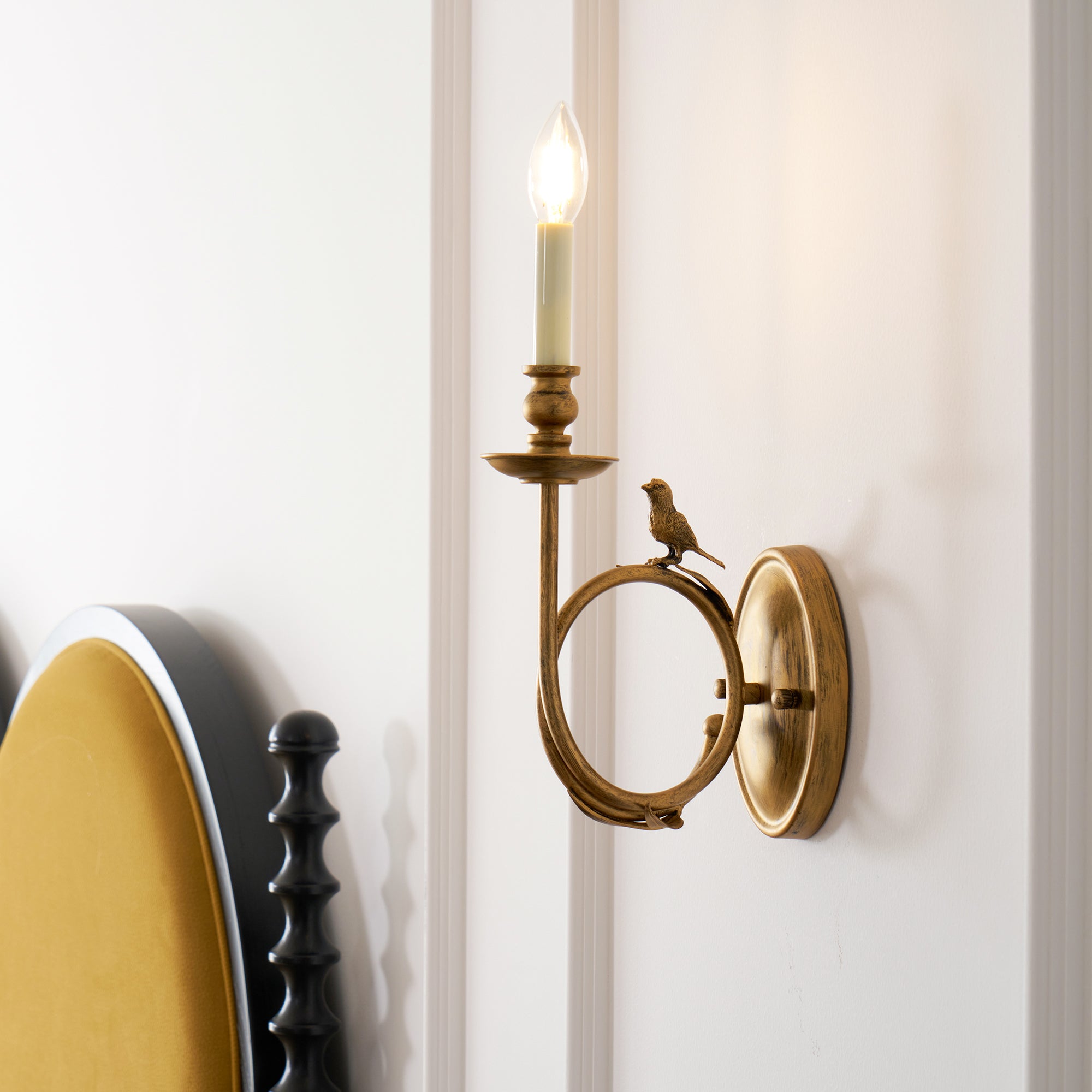 Wall Lamp Metal Bird Design 15.7 in Bedroom Decorative Ambient Lighting Fixture Art Accent | Thomler