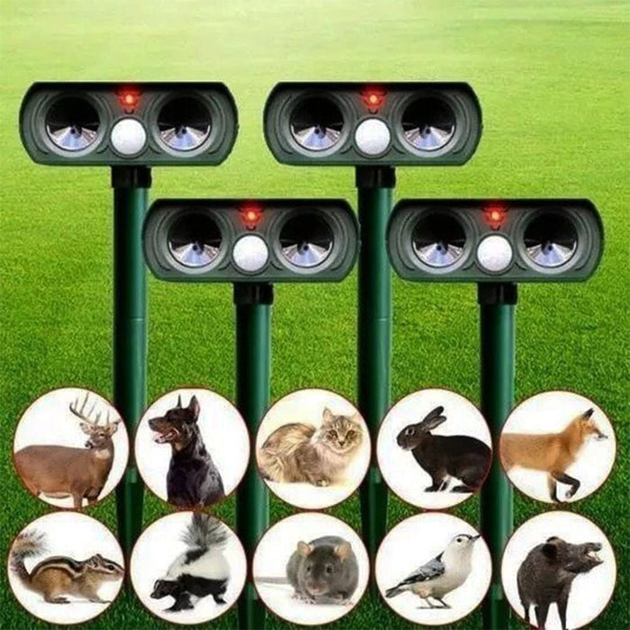 Solar-Powered Ultrasonic Yard Guardian with Flash Alert and Stake Mount | Thomler