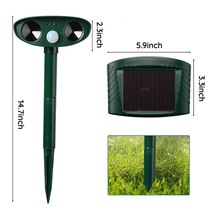 Motion-Activated Animal Deterrent Device with Solar Power for Yards and Gardens | Outdoor Pest Control | Ultrasonic Wildlife Repellent | Wea | Thomler