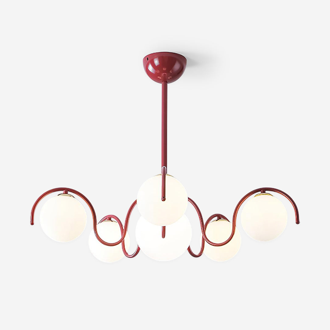 Chandelier Metal Glass 29.5 in Multi Head Red Dining Room Ceiling Fixture Modern Branch Lighting Kitchen Island Hanging Light | Thomler