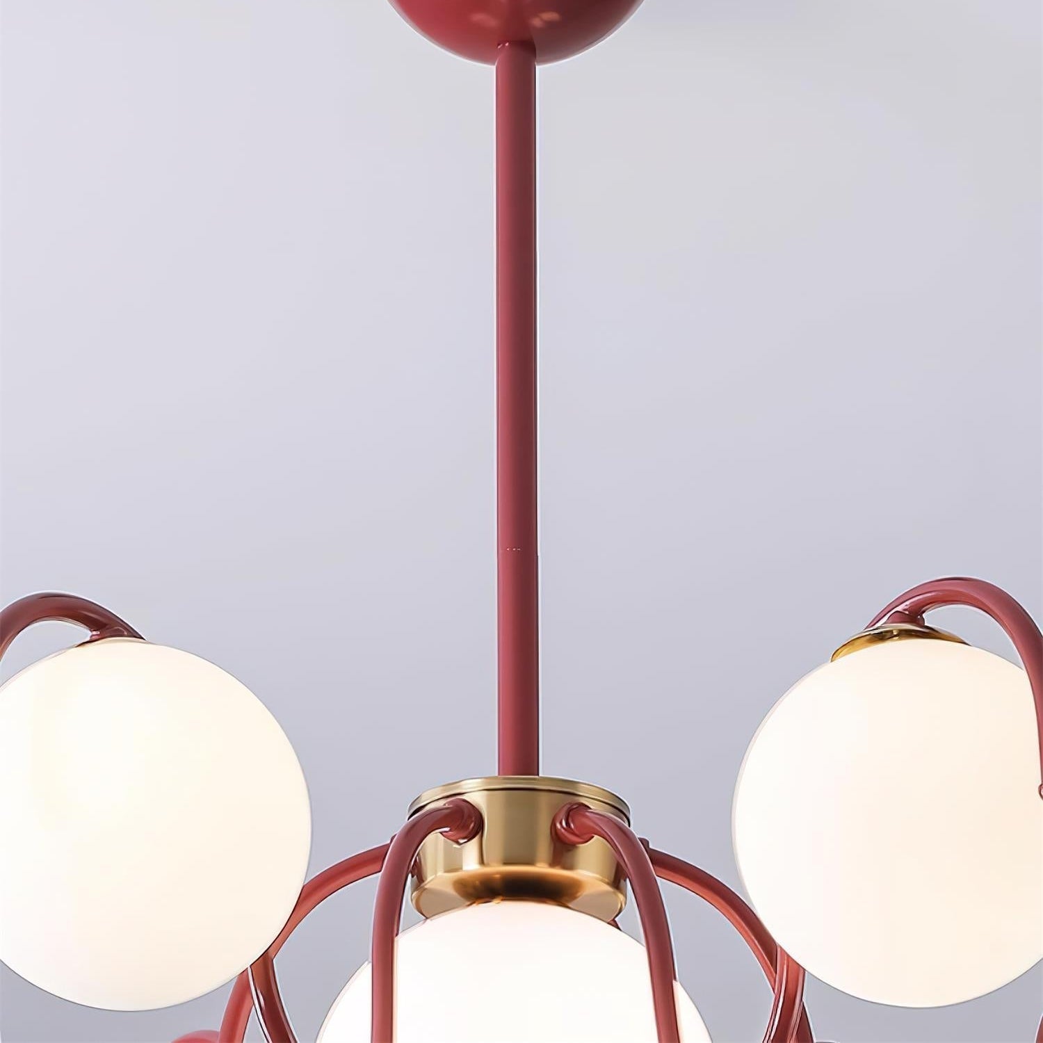 Chandelier Metal Glass 29.5 in Multi Head Red Dining Room Ceiling Fixture Modern Branch Lighting Kitchen Island Hanging Light | Thomler