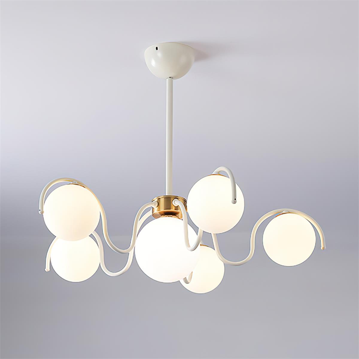 Chandelier Metal Glass 29.5 in Multi Head Red Dining Room Ceiling Fixture Modern Branch Lighting Kitchen Island Hanging Light | Thomler