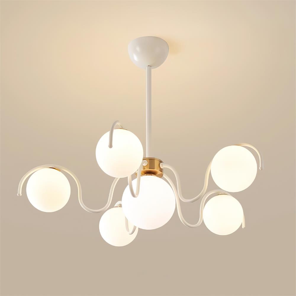 Chandelier Metal Glass 29.5 in Multi Head Red Dining Room Ceiling Fixture Modern Branch Lighting Kitchen Island Hanging Light | Thomler