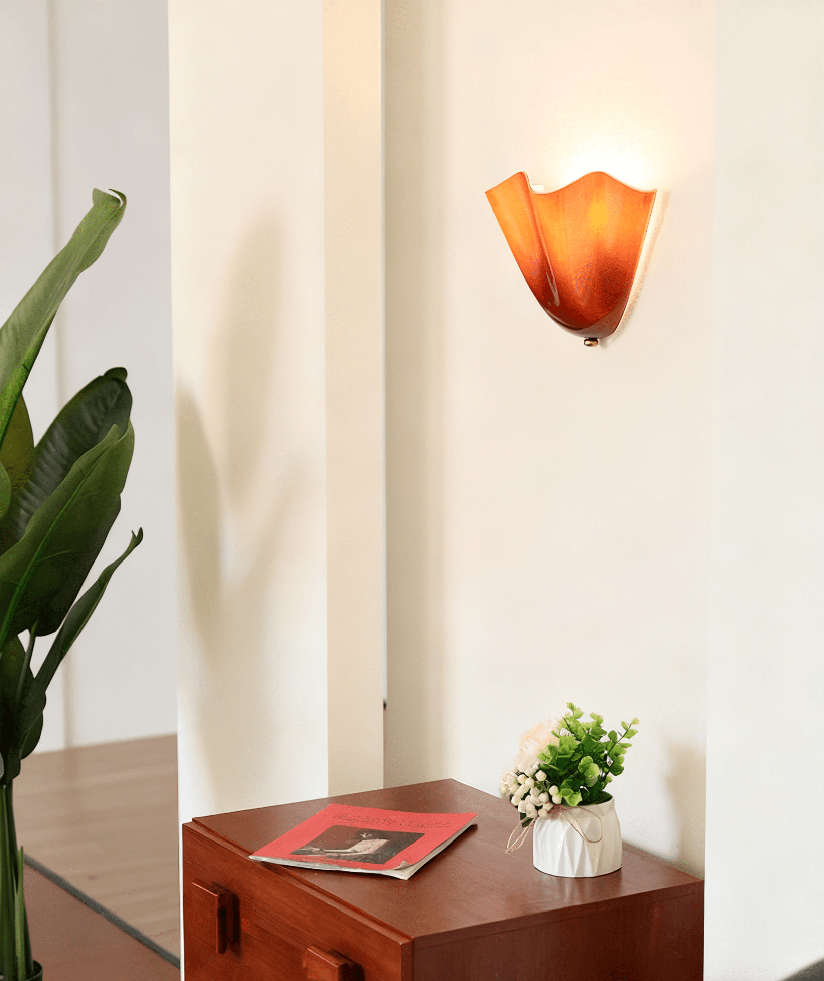 Wall Light 11 in x 10 in x 5.1 in Indoor Metal Glass LED Fixture Beige Green Brown Amber Home Hallway Bedroom Living Room Decorative Lighting | Thomler