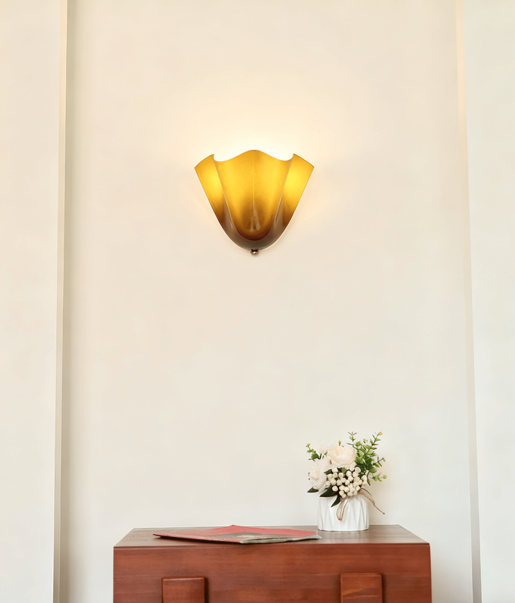 Wall Light 11 in x 10 in x 5.1 in Indoor Metal Glass LED Fixture Beige Green Brown Amber Home Hallway Bedroom Living Room Decorative Lighting | Thomler