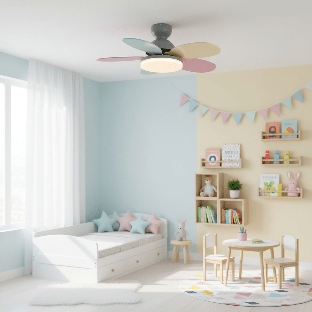Ceiling Fan Light 35.4 in Wood Blades Grey Indoor Living Room Modern LED Lighting | Thomler