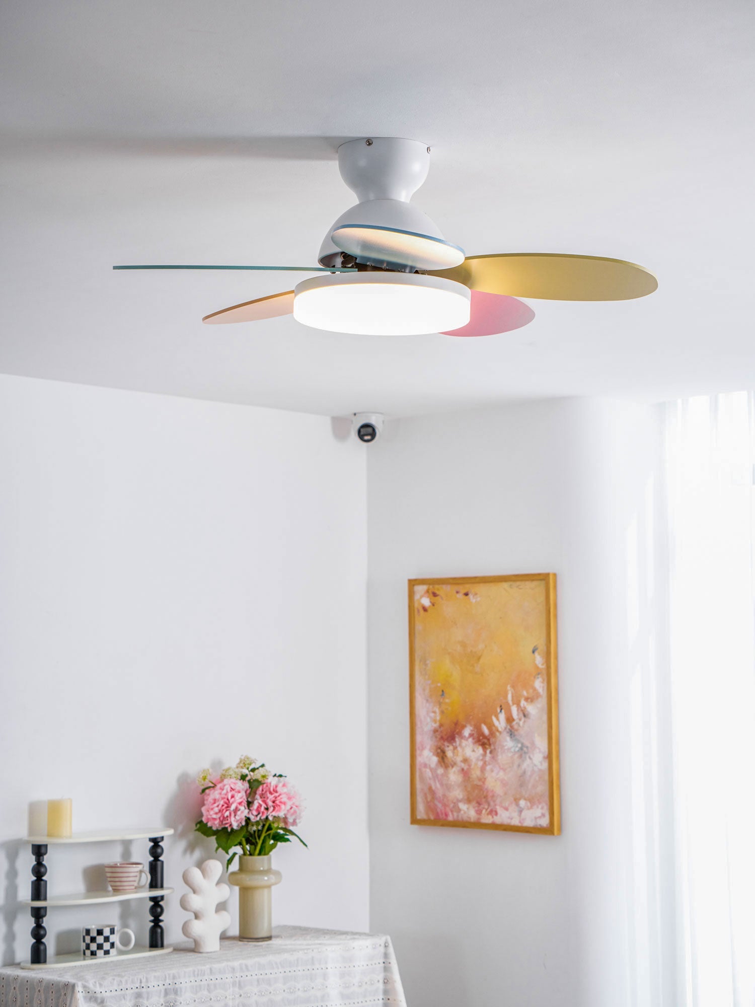 Ceiling Fan Light 35.4 in Wood Blades Grey Indoor Living Room Modern LED Lighting | Thomler