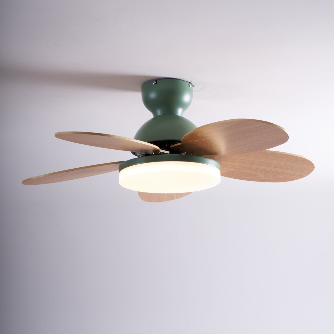Ceiling Fan Light 35.4 in Wood Blades Grey Indoor Living Room Modern LED Lighting | Thomler