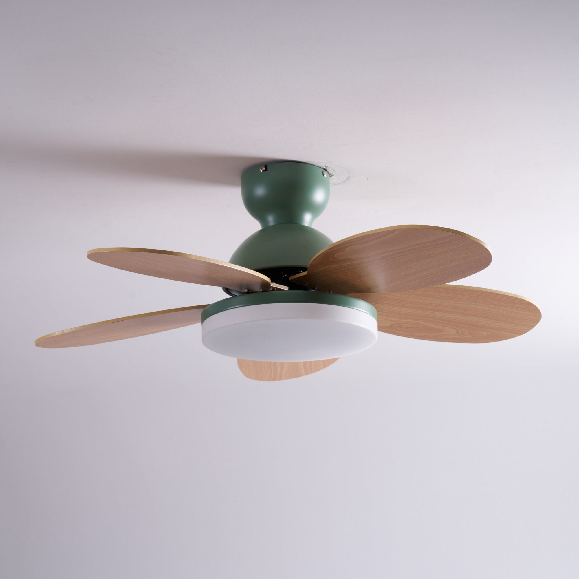 Ceiling Fan Light 35.4 in Wood Blades Grey Indoor Living Room Modern LED Lighting | Thomler