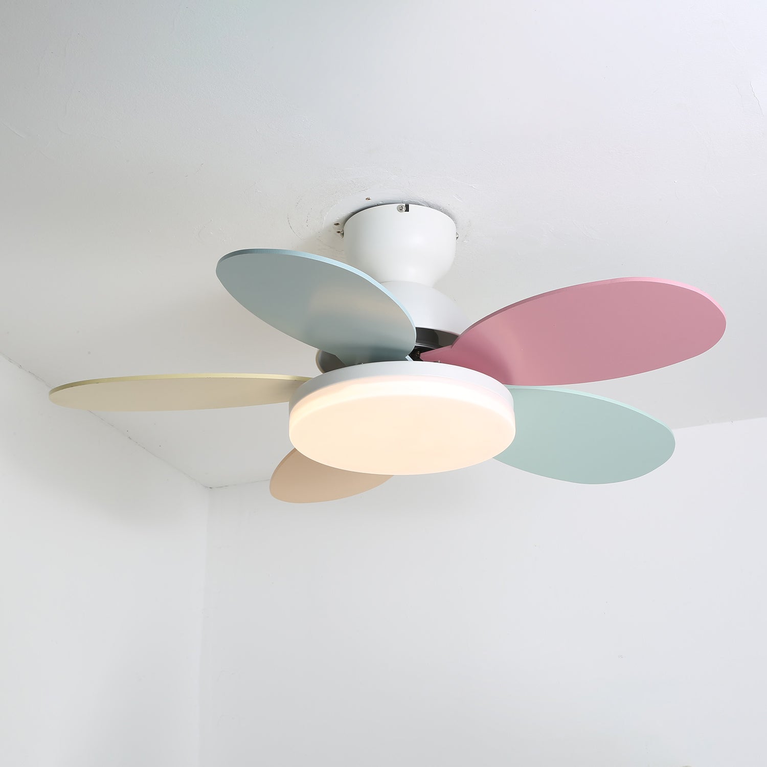 Ceiling Fan Light 35.4 in Wood Blades Grey Indoor Living Room Modern LED Lighting | Thomler