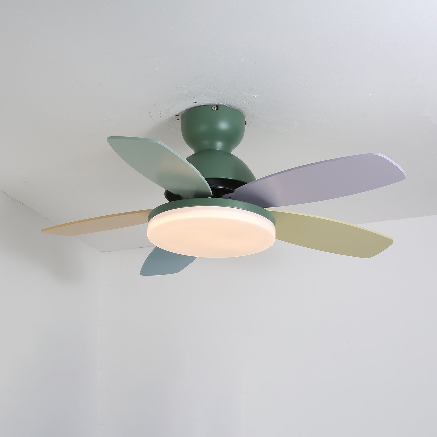 Ceiling Fan Light 35.4 in Wood Blades Grey Indoor Living Room Modern LED Lighting | Thomler