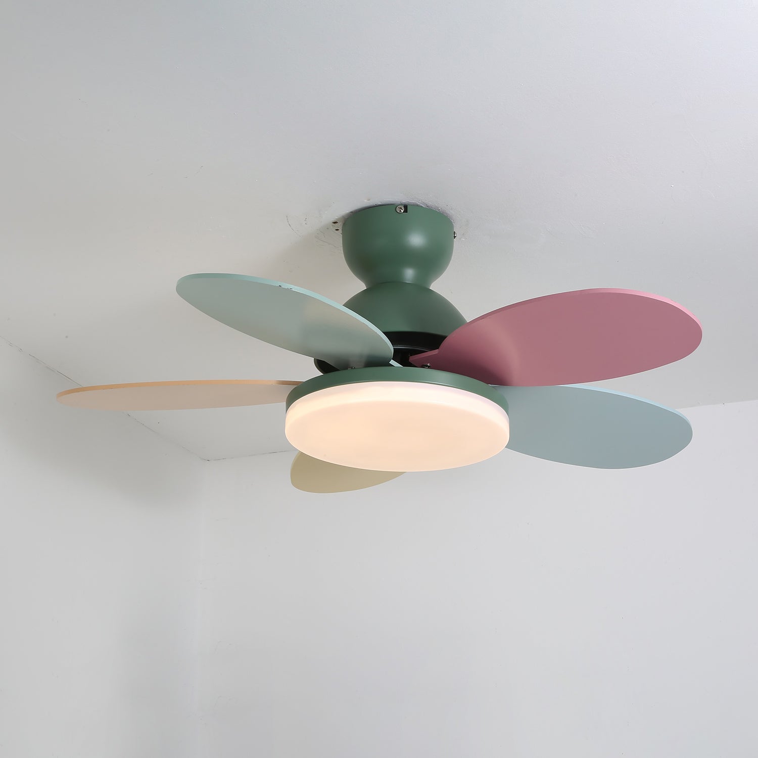 Ceiling Fan Light 35.4 in Wood Blades Grey Indoor Living Room Modern LED Lighting | Thomler
