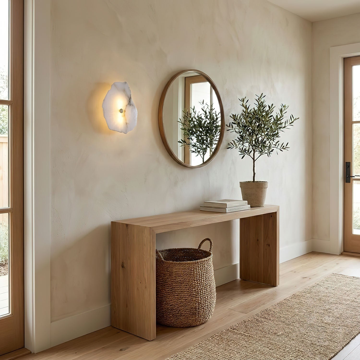 Wall Sconce Metal Alabaster 5.5 in White Indoor Lighting Modern Home Hallway Bedroom Lamp | Thomler