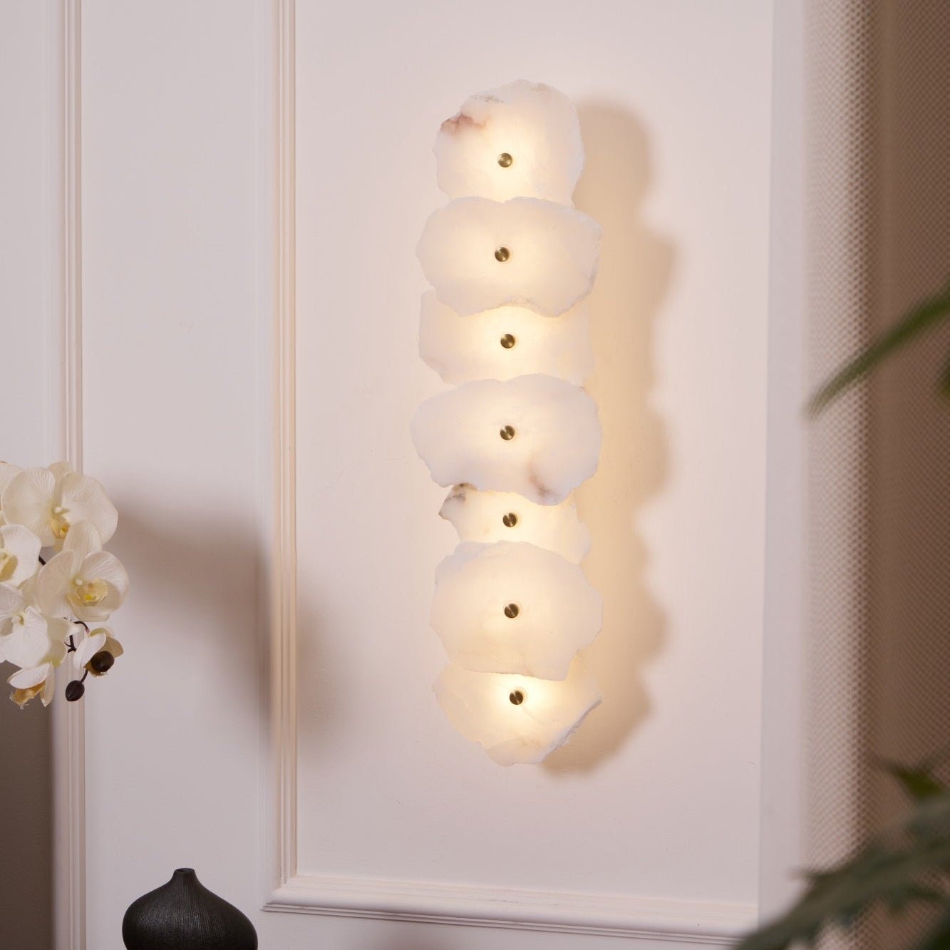 Wall Sconce Metal Alabaster 5.5 in White Indoor Lighting Modern Home Hallway Bedroom Lamp | Thomler