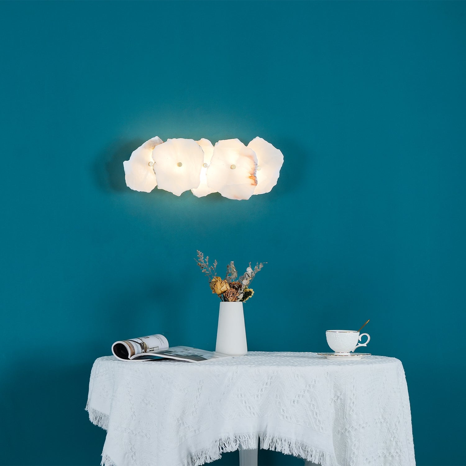 Wall Sconce Metal Alabaster 5.5 in White Indoor Lighting Modern Home Hallway Bedroom Lamp | Thomler