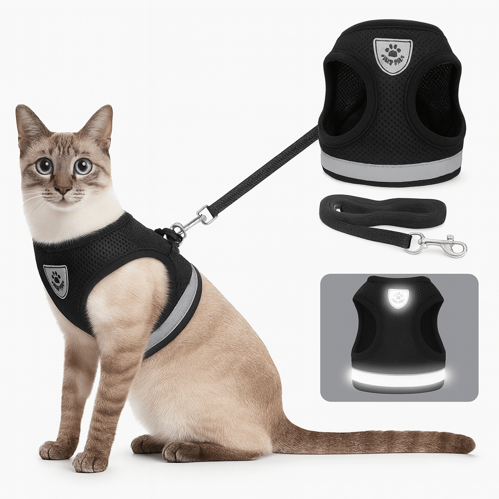 Breathable Cat Harness with Reflective Strip & Leash – Adjustable, Escape-Proof Design for Safe Outdoor Walks | Thomler