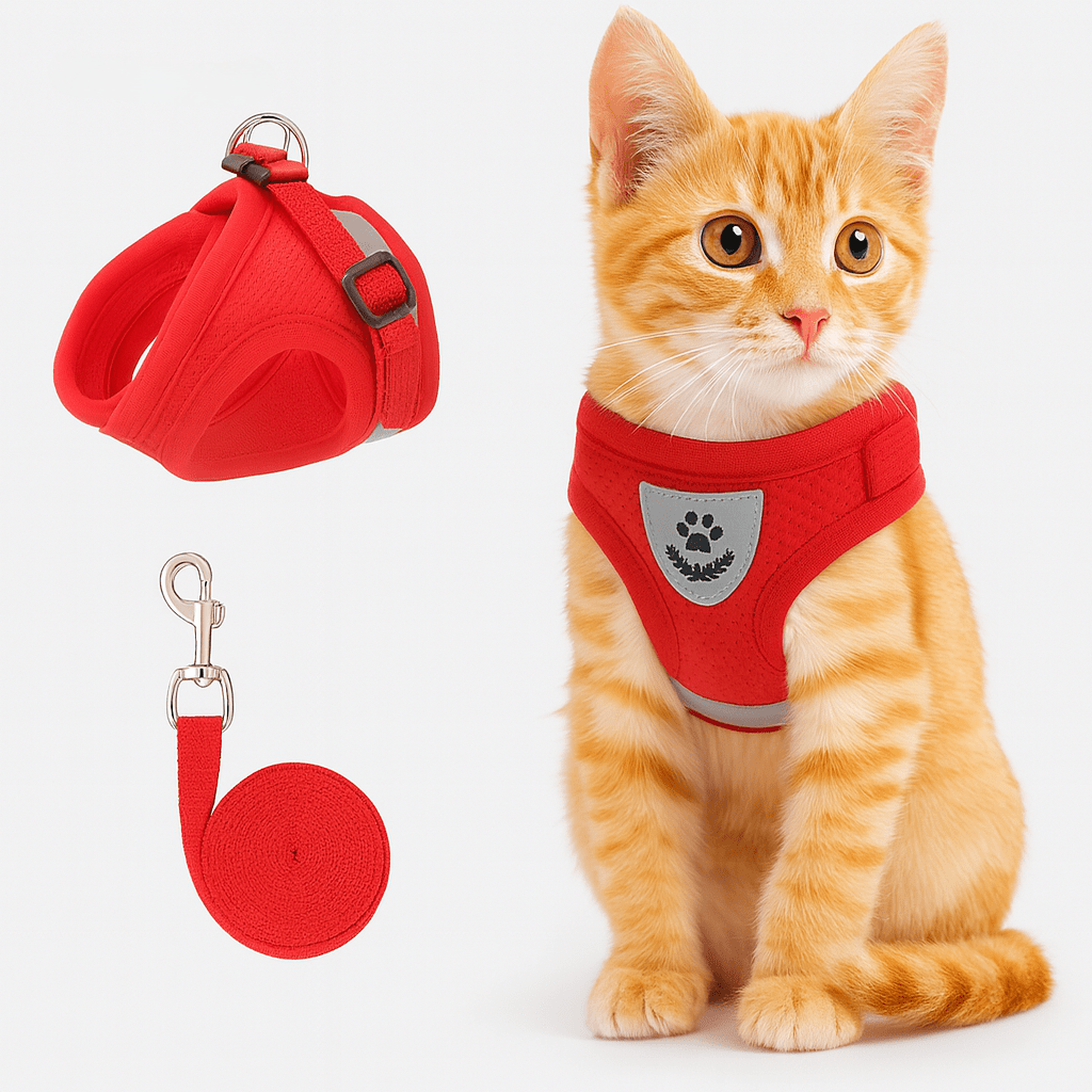 Breathable Cat Harness with Reflective Strip & Leash – Adjustable, Escape-Proof Design for Safe Outdoor Walks | Thomler