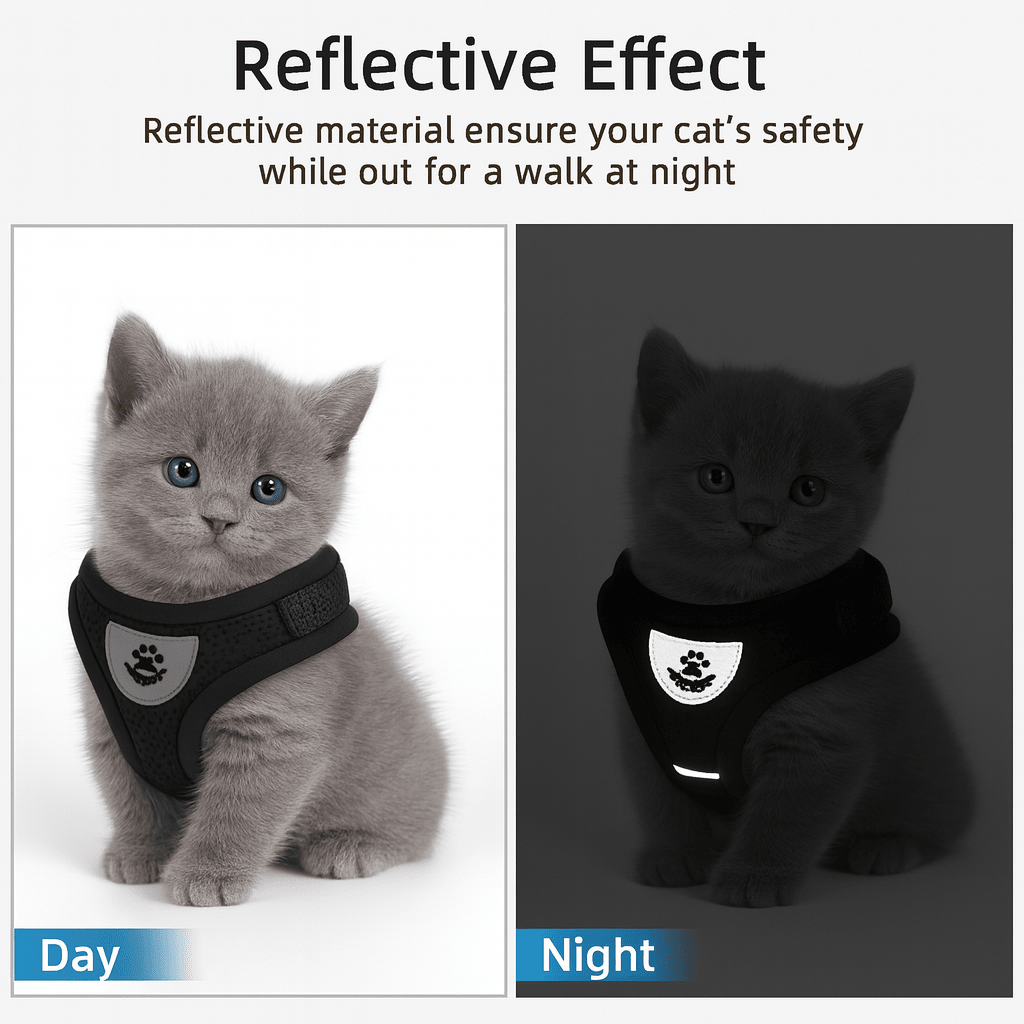 Breathable Cat Harness with Reflective Strip & Leash – Adjustable, Escape-Proof Design for Safe Outdoor Walks | Thomler