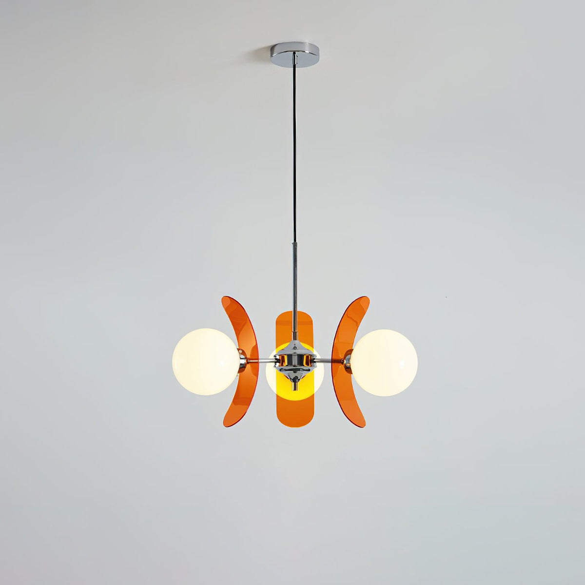 Floral Glass Pendant Light Chrome Accents Multi-Bulb Chandelier for Bedroom Office Dining Room Modern Ceiling Lighting Adjustable 59 in | Thomler