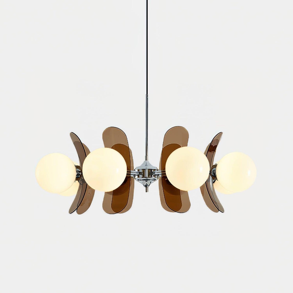 Floral Glass Pendant Light Chrome Accents Multi-Bulb Chandelier for Bedroom Office Dining Room Modern Ceiling Lighting Adjustable 59 in | Thomler