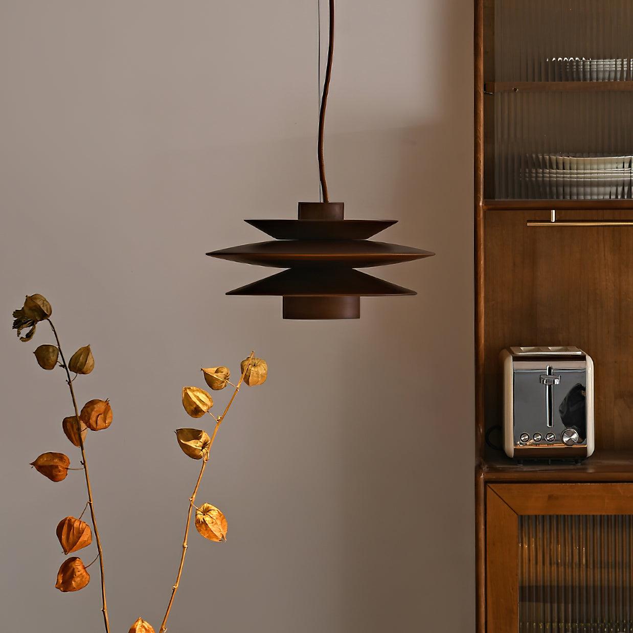 Pendant Light Wood Tiered 11.8 in Diameter Modern Dining Room Living Room Illumination | Thomler
