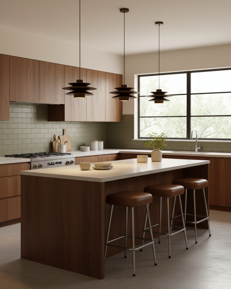 Pendant Light Wood Tiered 11.8 in Diameter Modern Dining Room Living Room Illumination | Thomler