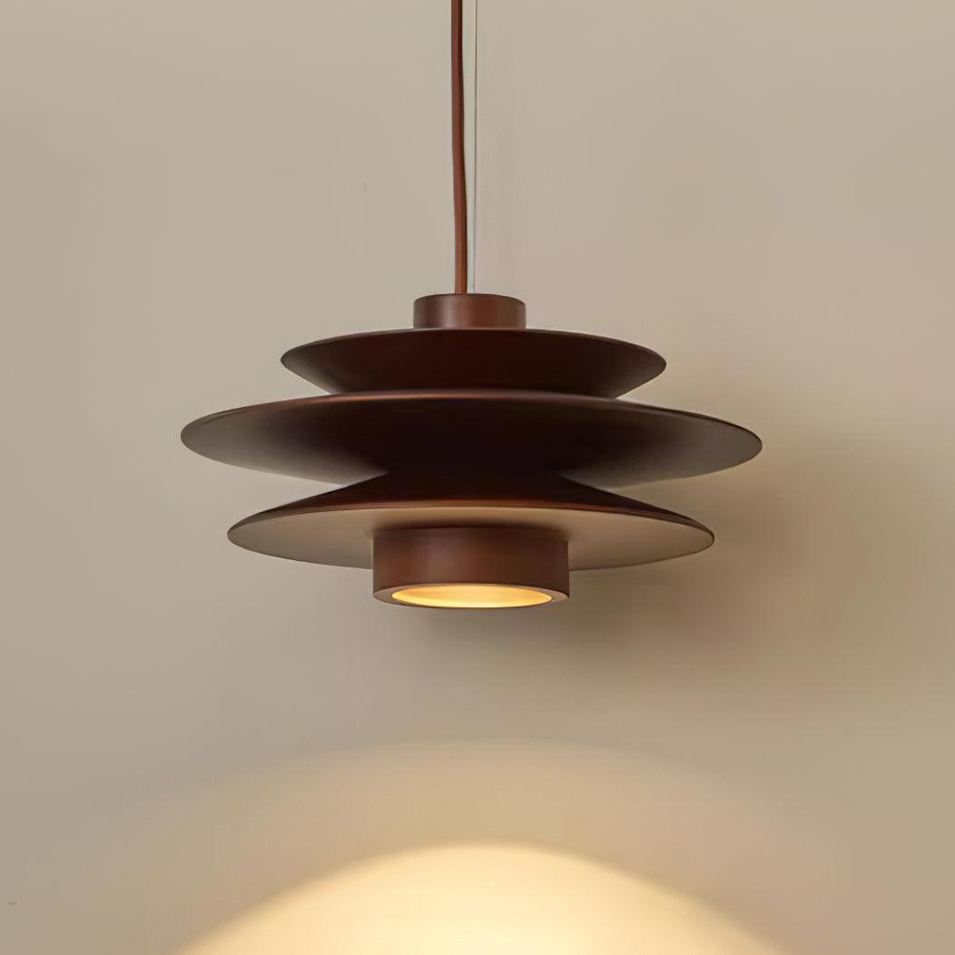 Pendant Light Wood Tiered 11.8 in Diameter Modern Dining Room Living Room Illumination | Thomler