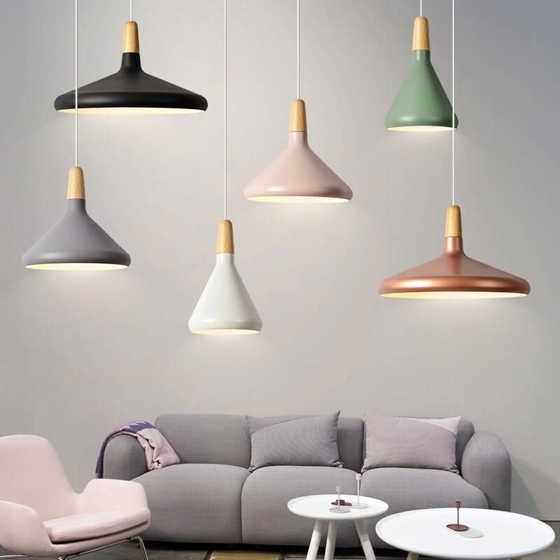 Pendant Light Aluminium Wood E27 White Dining Room Kitchen Island Scandinavian Ceiling Lighting | Thomler