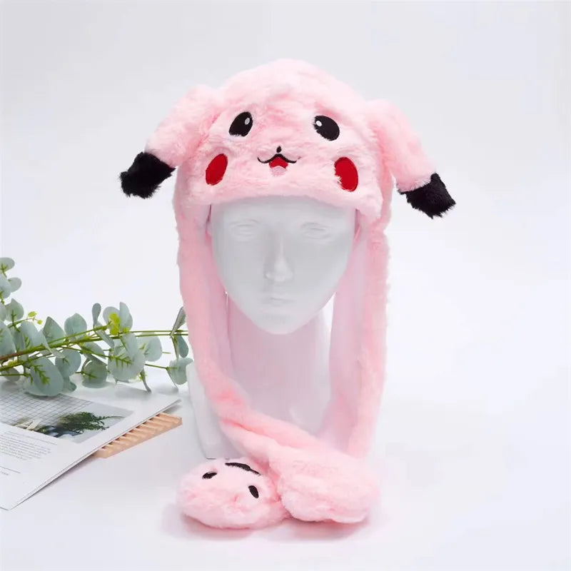 Plush Hat with Pop-Up Ears for Kids & Adults – Interactive Cosplay Beanie with Squeeze Paws | Fun Winter Accessory for Parties, Christmas | Thomler