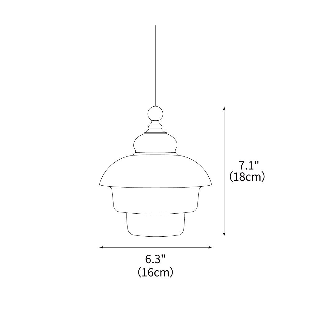 Glass Shade Hanging Lamp 6.3 Inch with Wood Accent for Kitchen Island Dining Table Overhead Fixture E26 Socket Adjustable Cord Dimmable Comp | Thomler
